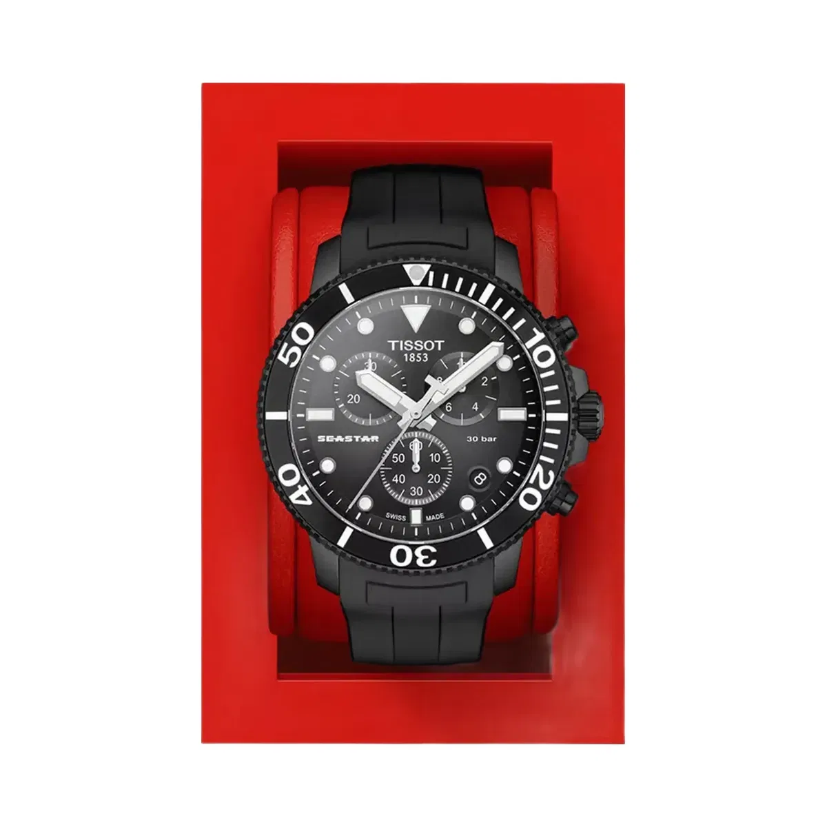 Tissot Seastar 1000 Men Quartz Black Dial Chronograph Silicone Watch T1204173705102