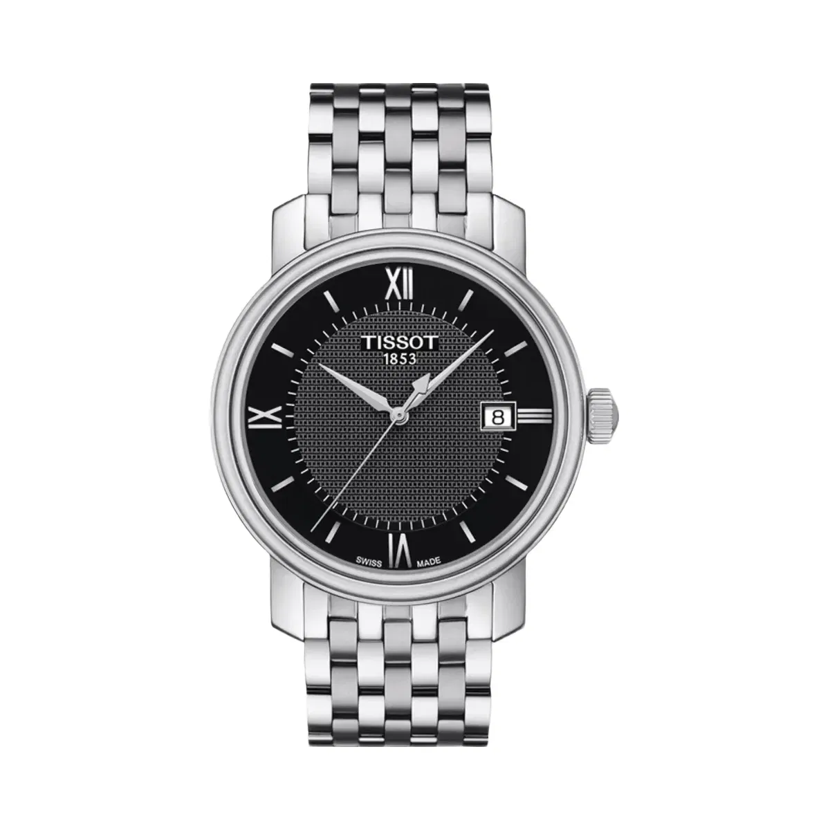Tissot Bridgeport Men Quartz Black Dial Analog Stainless Steel Watch T0974101105800