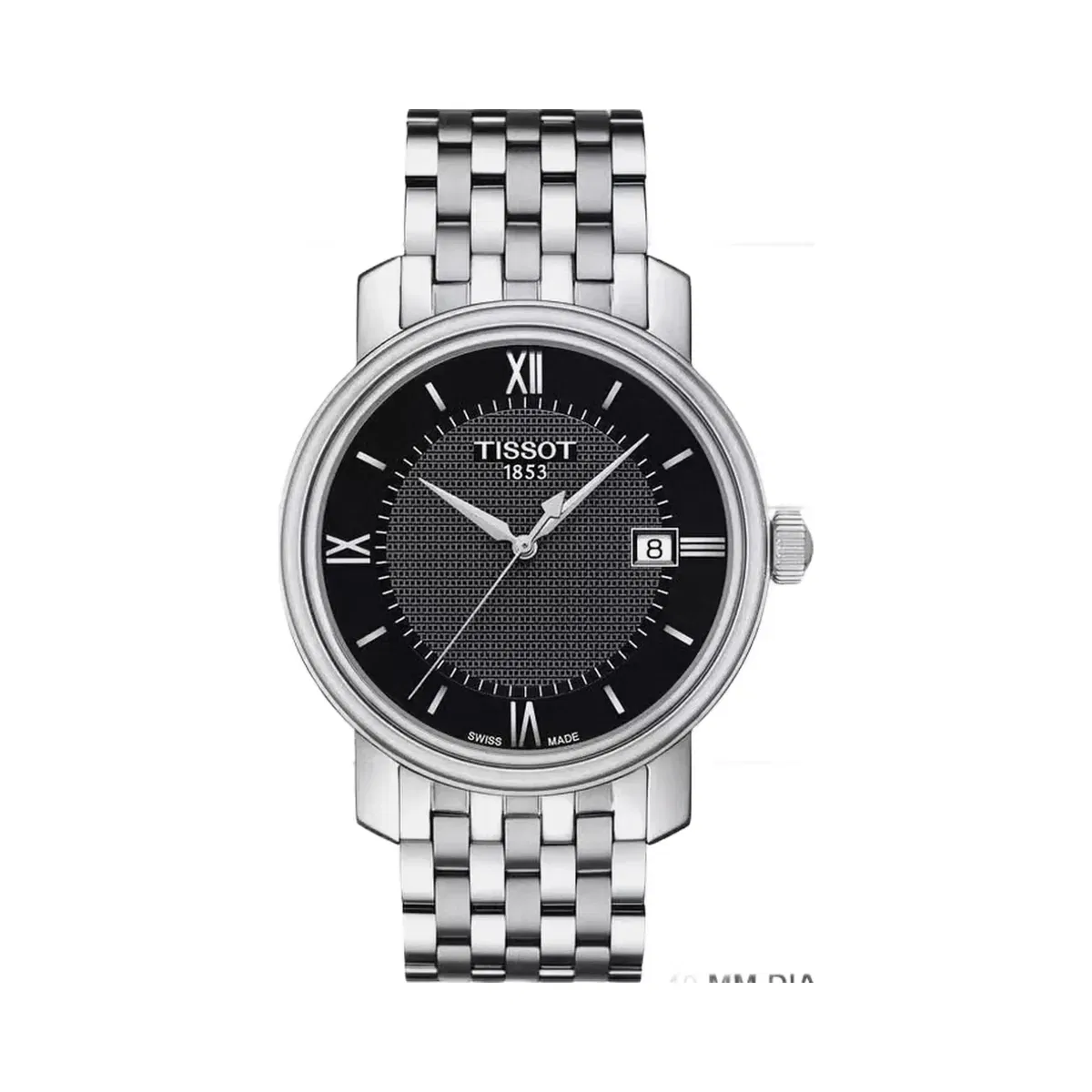 Tissot Bridgeport Men Quartz Black Dial Analog Stainless Steel Watch T0974101105800