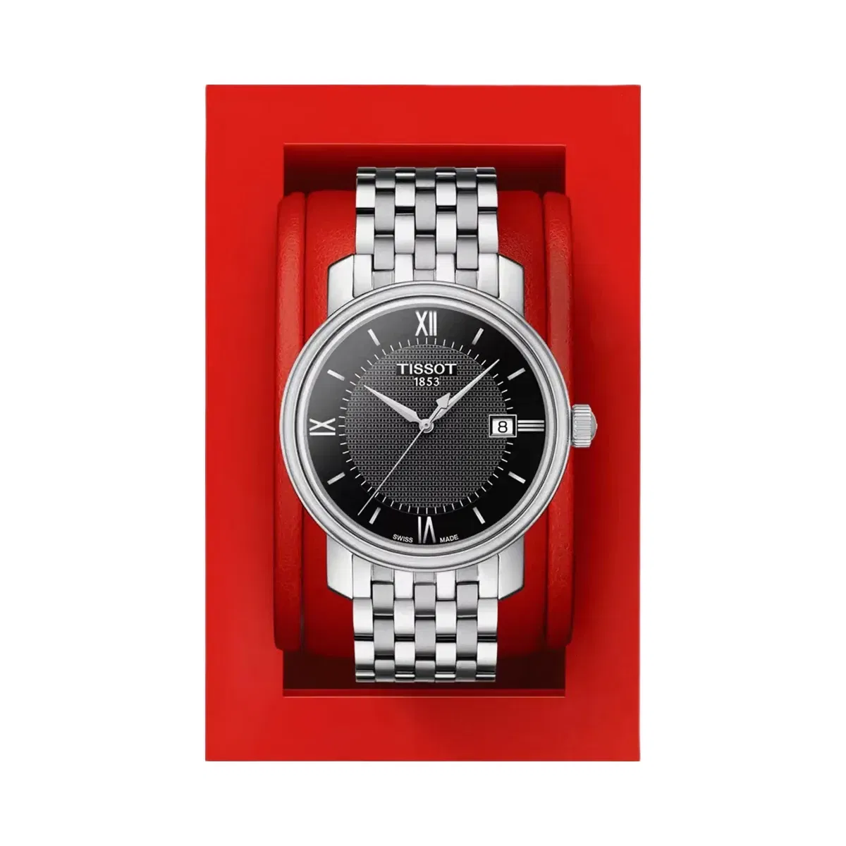 Tissot Bridgeport Men Quartz Black Dial Analog Stainless Steel Watch T0974101105800
