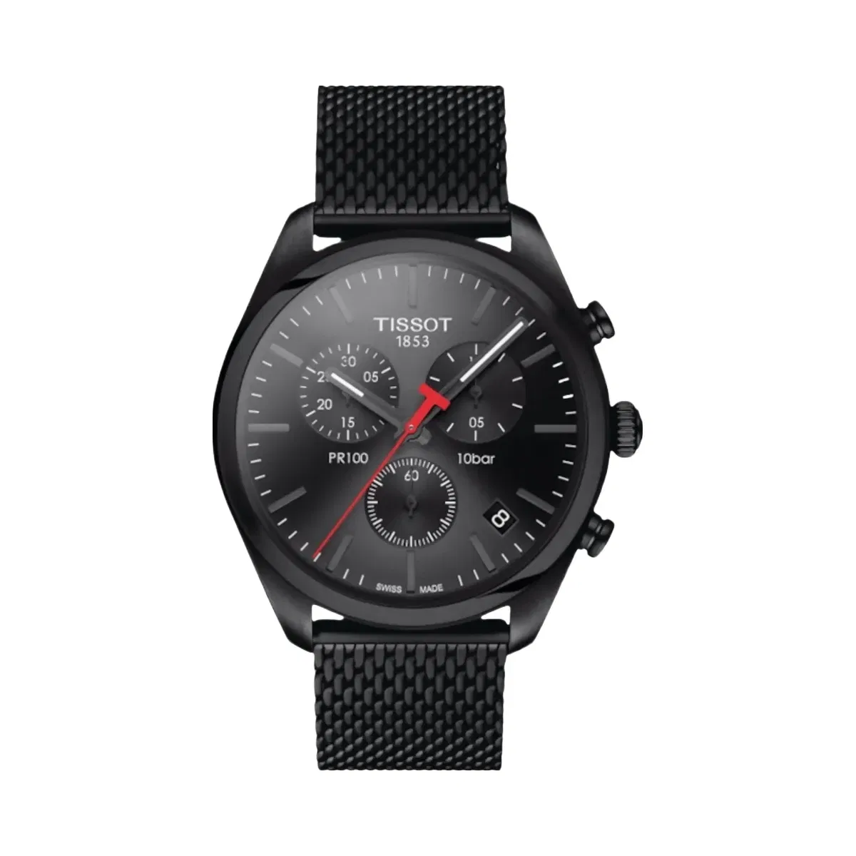 Tissot PR 100 Men Quartz Black Dial Chronograph Stainless Steel Watch T1014173305100