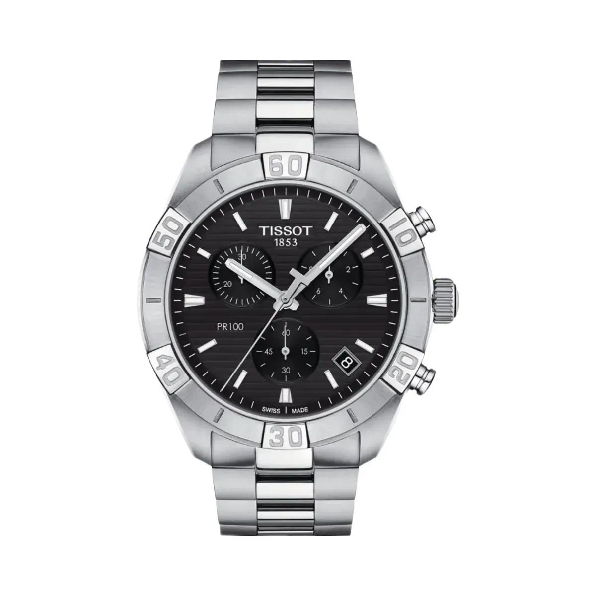 Tissot PR 100 Men Quartz Black Dial Chronograph Stainless Steel Watch T1016171105100