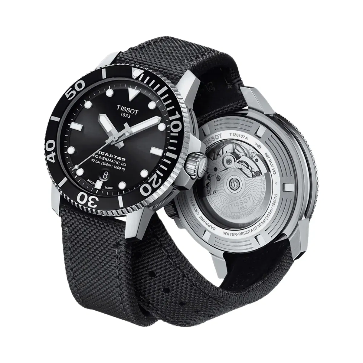 Tissot Seastar Men Automatic Black Dial Analog Nylon Watch T1204071705100
