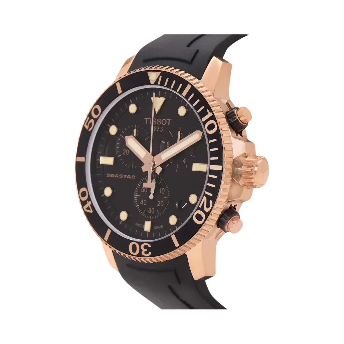 Tissot Seastar Men Quartz Black Dial Chronograph Silicone Watch T1204173705100