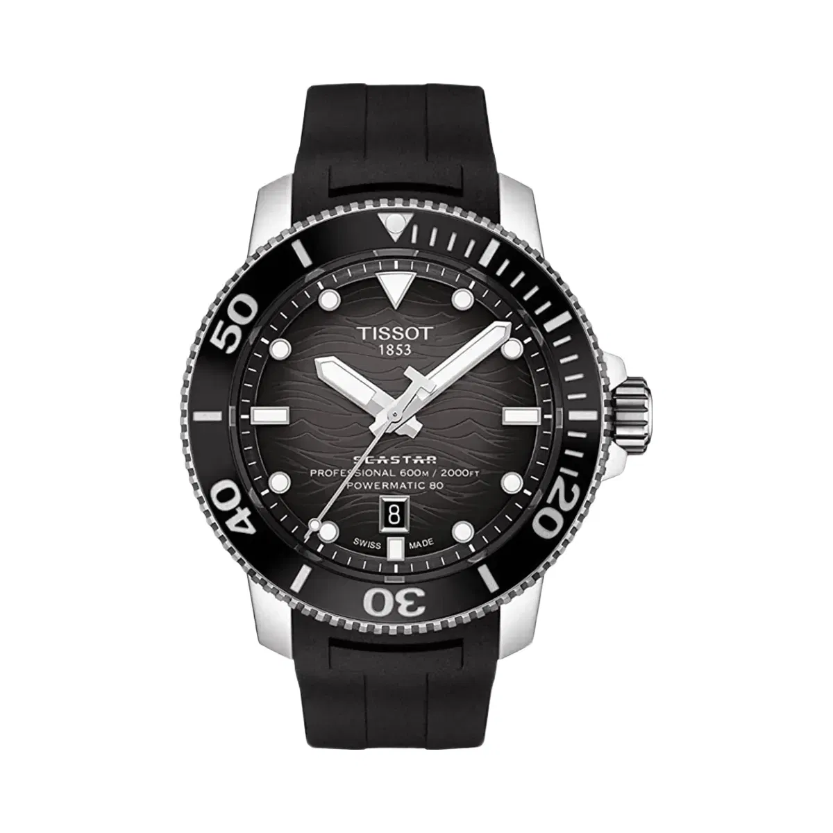 Tissot Seastar 2000 Men Automatic Black Dial Analog Silicone Watch T1206071744100