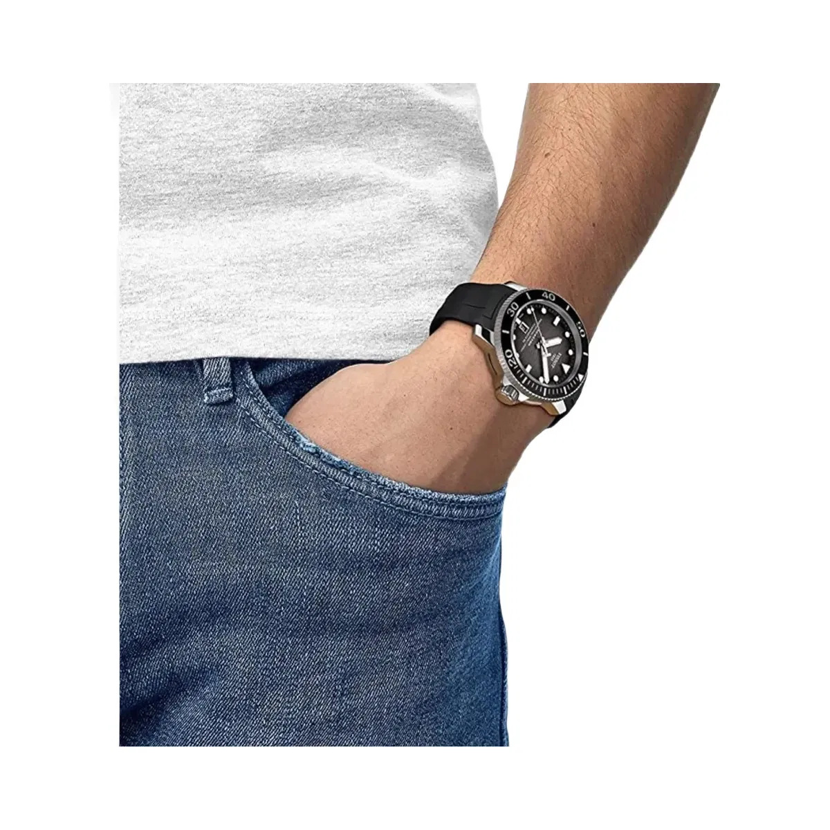 Tissot Seastar 2000 Men Automatic Black Dial Analog Silicone Watch T1206071744100