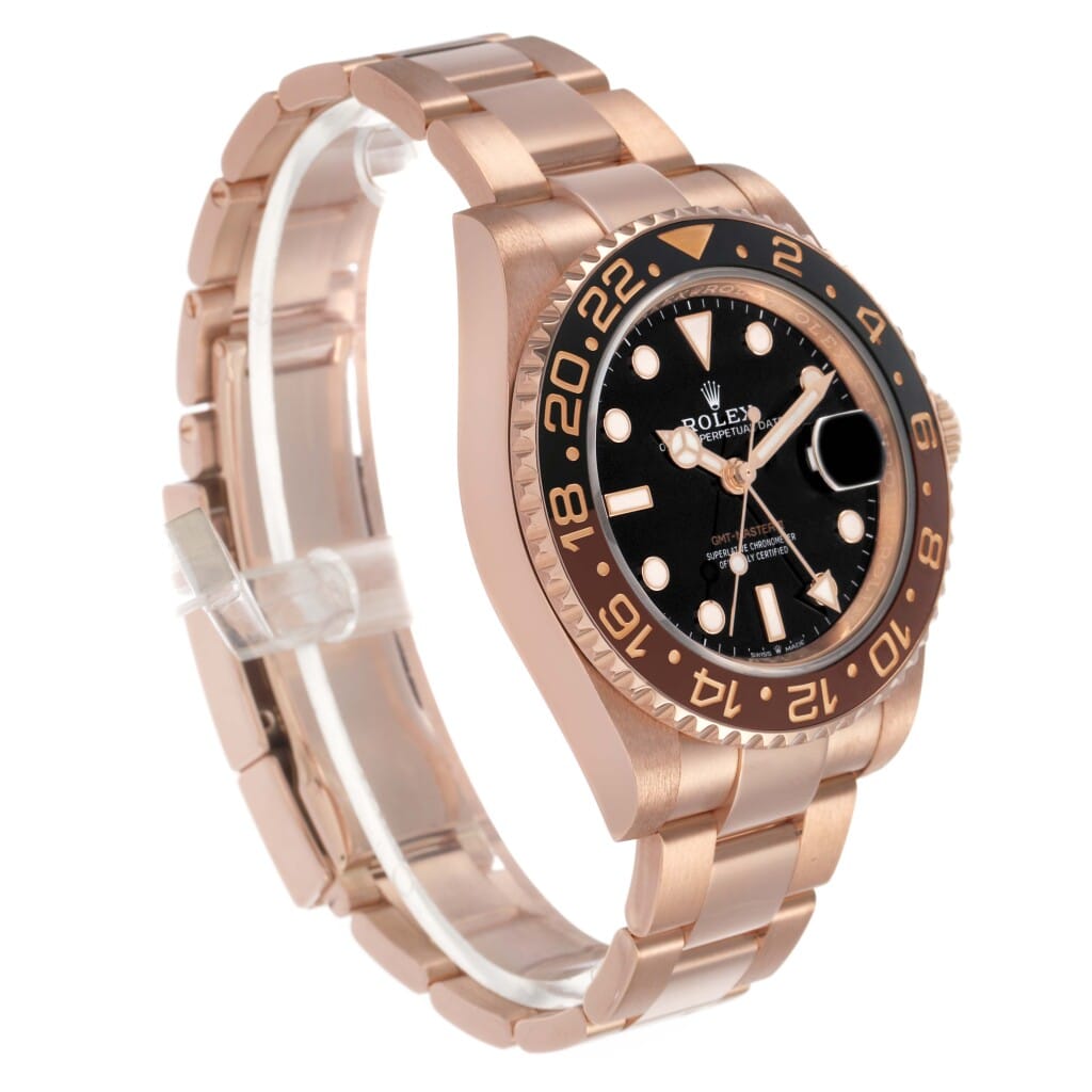 GMT-Master II 'Root Beer' (Reference 126715CHNR). A 40mm rose gold automatic wristwatch with date & dual time. 2022