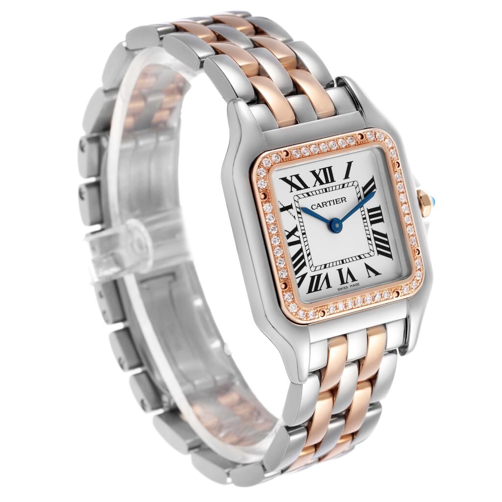 Panthere Medium (Reference W3PN0007). A 37mm stainless steel rose gold diamond-set quartz wristwatch. 2023