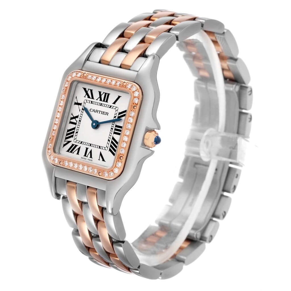 Panthere Medium (Reference W3PN0007). A 37mm stainless steel rose gold diamond-set quartz wristwatch. 2023