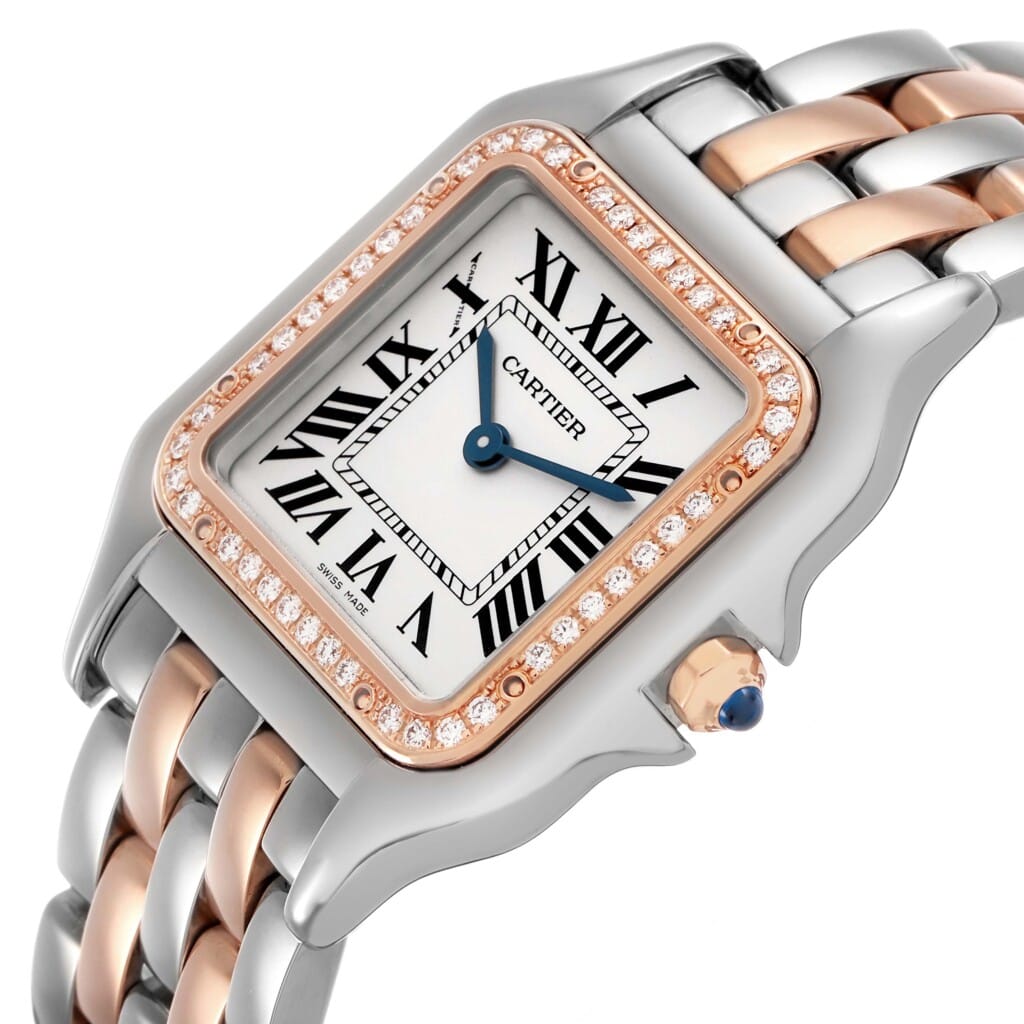 Panthere Medium (Reference W3PN0007). A 37mm stainless steel rose gold diamond-set quartz wristwatch. 2023