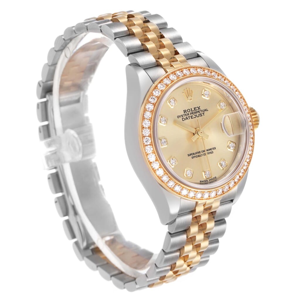 Datejust (Reference 279383RBR). A 28mm stainless steel yellow gold diamond-set wristwatch with date. 2019