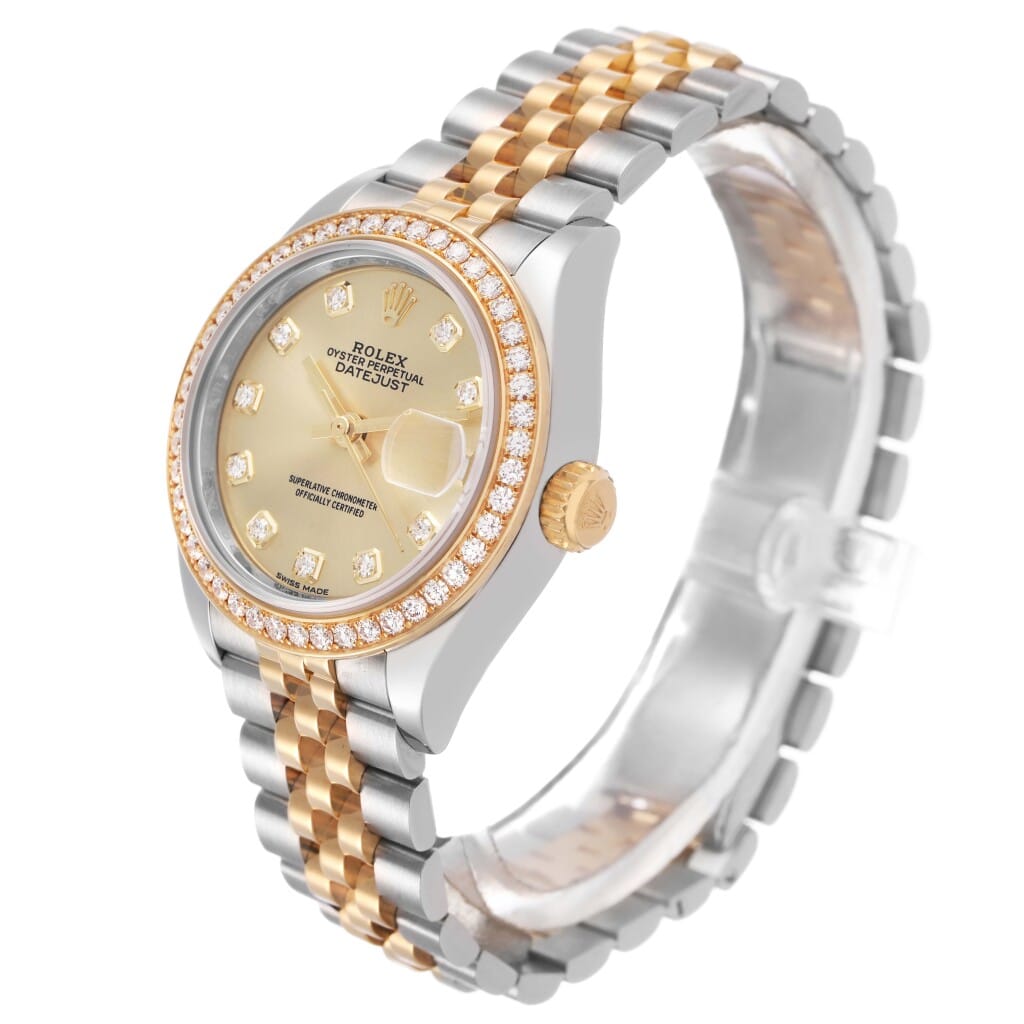 Datejust (Reference 279383RBR). A 28mm stainless steel yellow gold diamond-set wristwatch with date. 2019