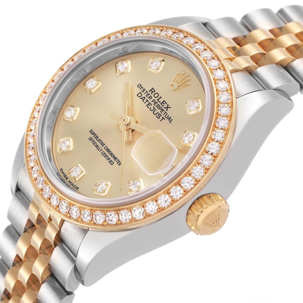 Datejust (Reference 279383RBR). A 28mm stainless steel yellow gold diamond-set wristwatch with date. 2019