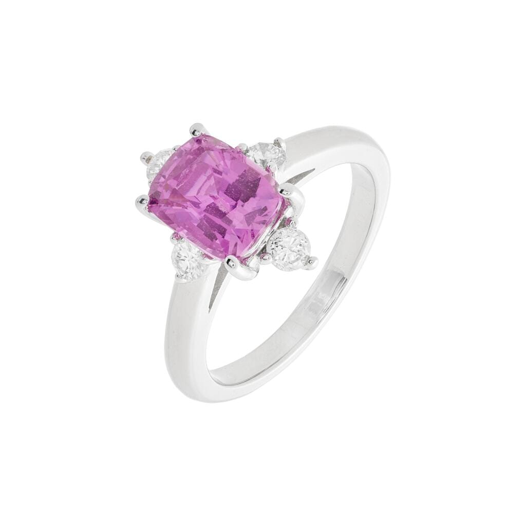 White Gold and 2.06ct Madagascar Pink Sapphire and Diamond Ring