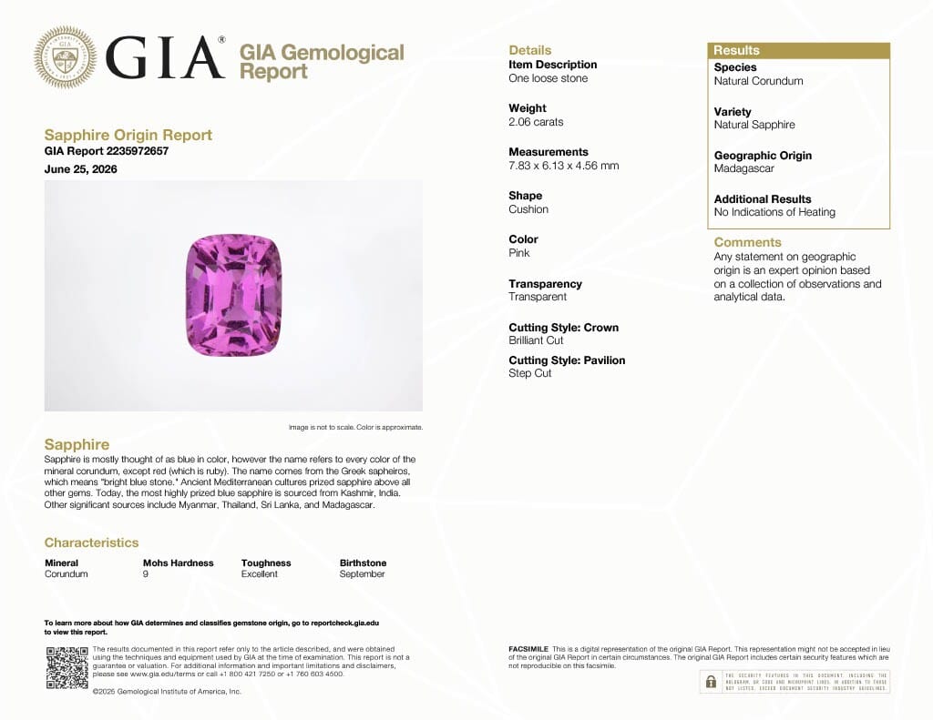 White Gold and 2.06ct Madagascar Pink Sapphire and Diamond Ring