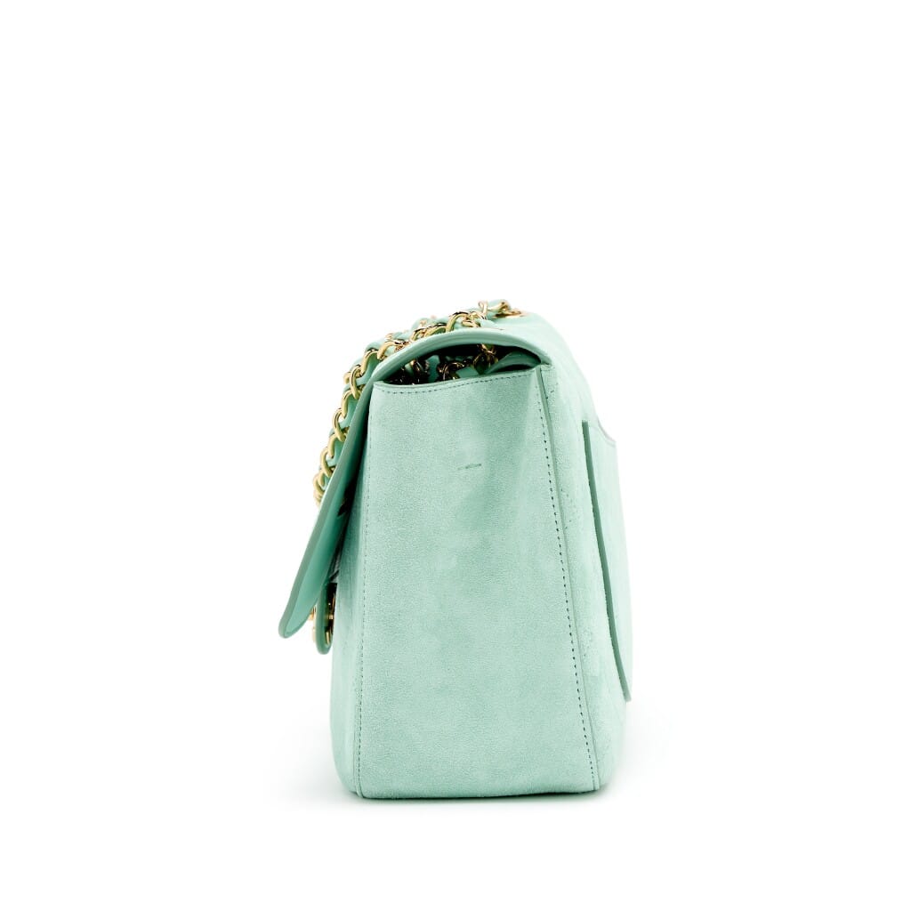 Light Green Quilted Suede Calfskin Souplissimo Maxi Flap Bag Gold Hardware, 2026