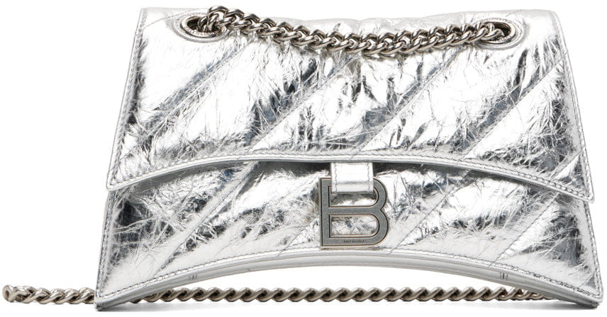 Balenciaga Silver Small Crush Chain Bag