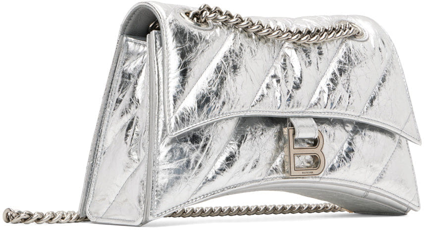 Balenciaga Silver Small Crush Chain Bag
