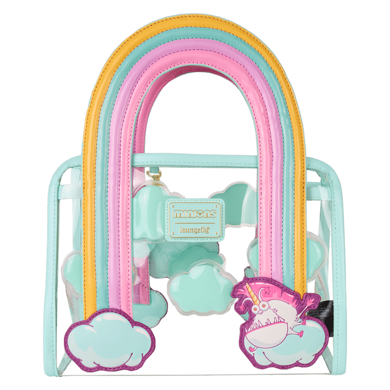 Minions Fluffy Unicorn Rainbow Clear Mini Tote Crossbody Bag