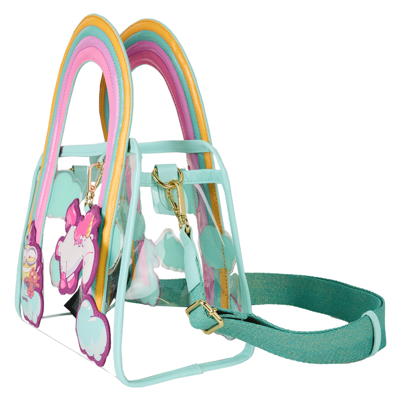 Minions Fluffy Unicorn Rainbow Clear Mini Tote Crossbody Bag
