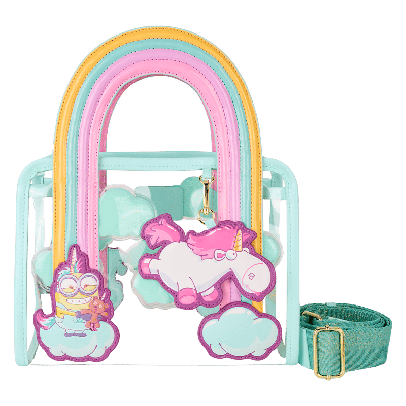 Minions Fluffy Unicorn Rainbow Clear Mini Tote Crossbody Bag