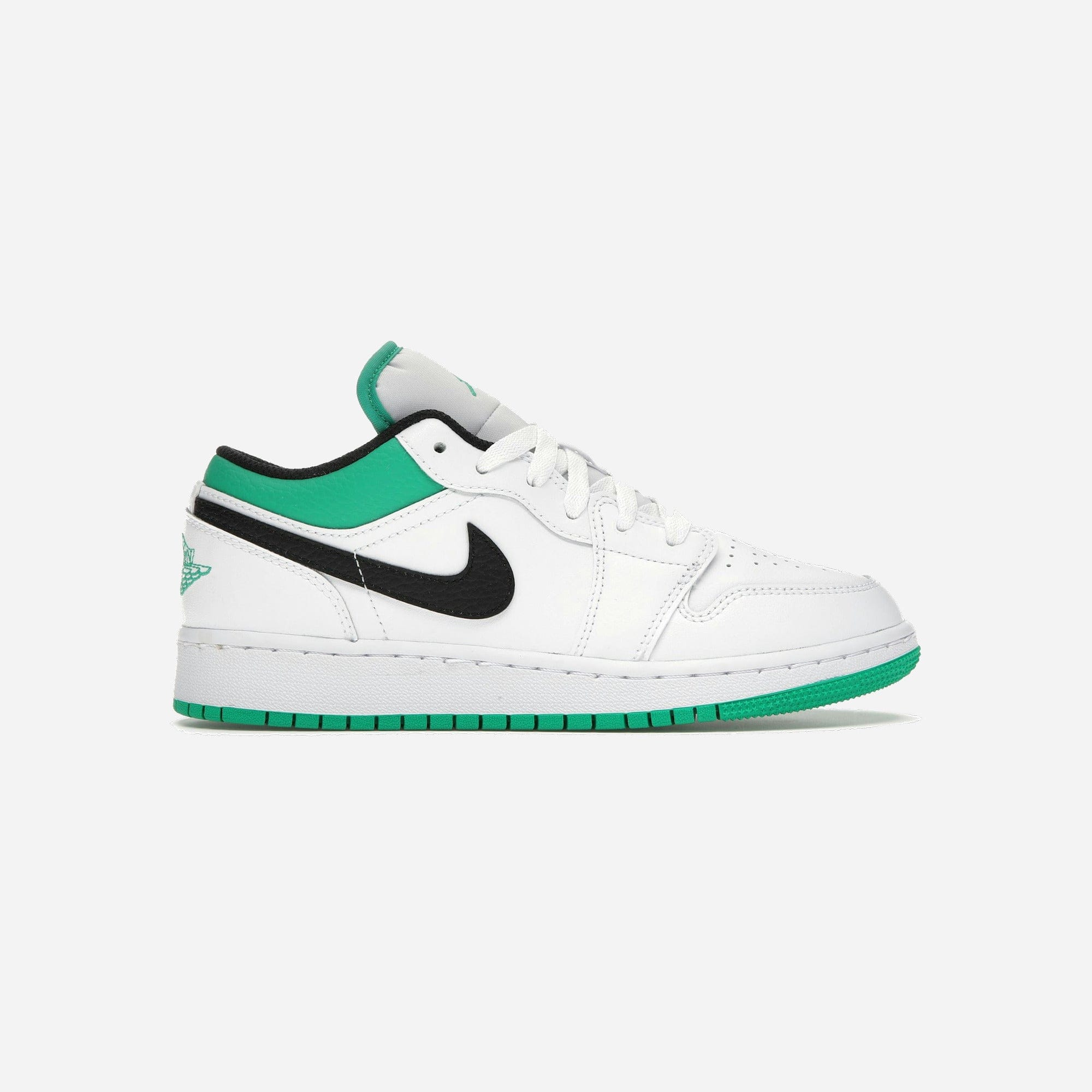 Nike Air Jordan 1 Low White Lucky Green Tumbled Leather GS