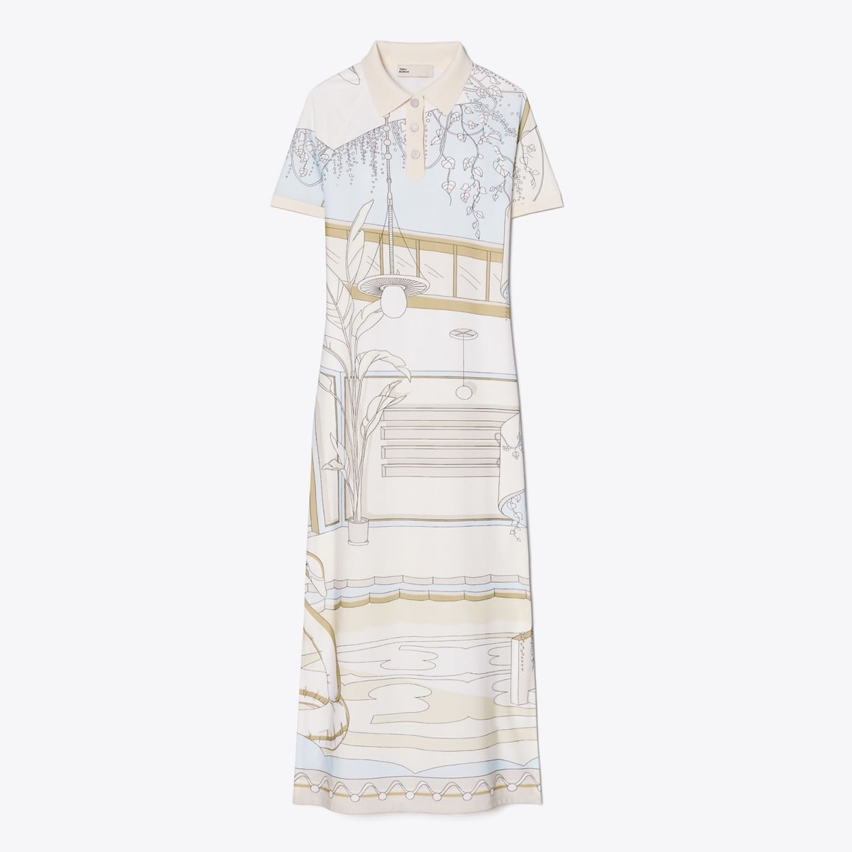 Printed Mesh Polo Dress
