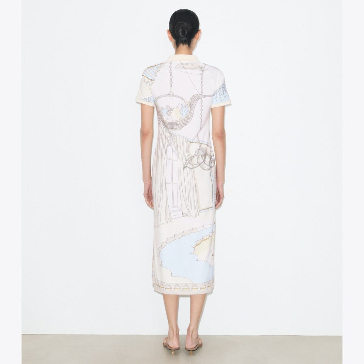 Printed Mesh Polo Dress