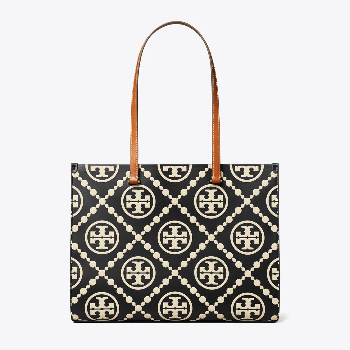 T Monogram Contrast Embossed Tote