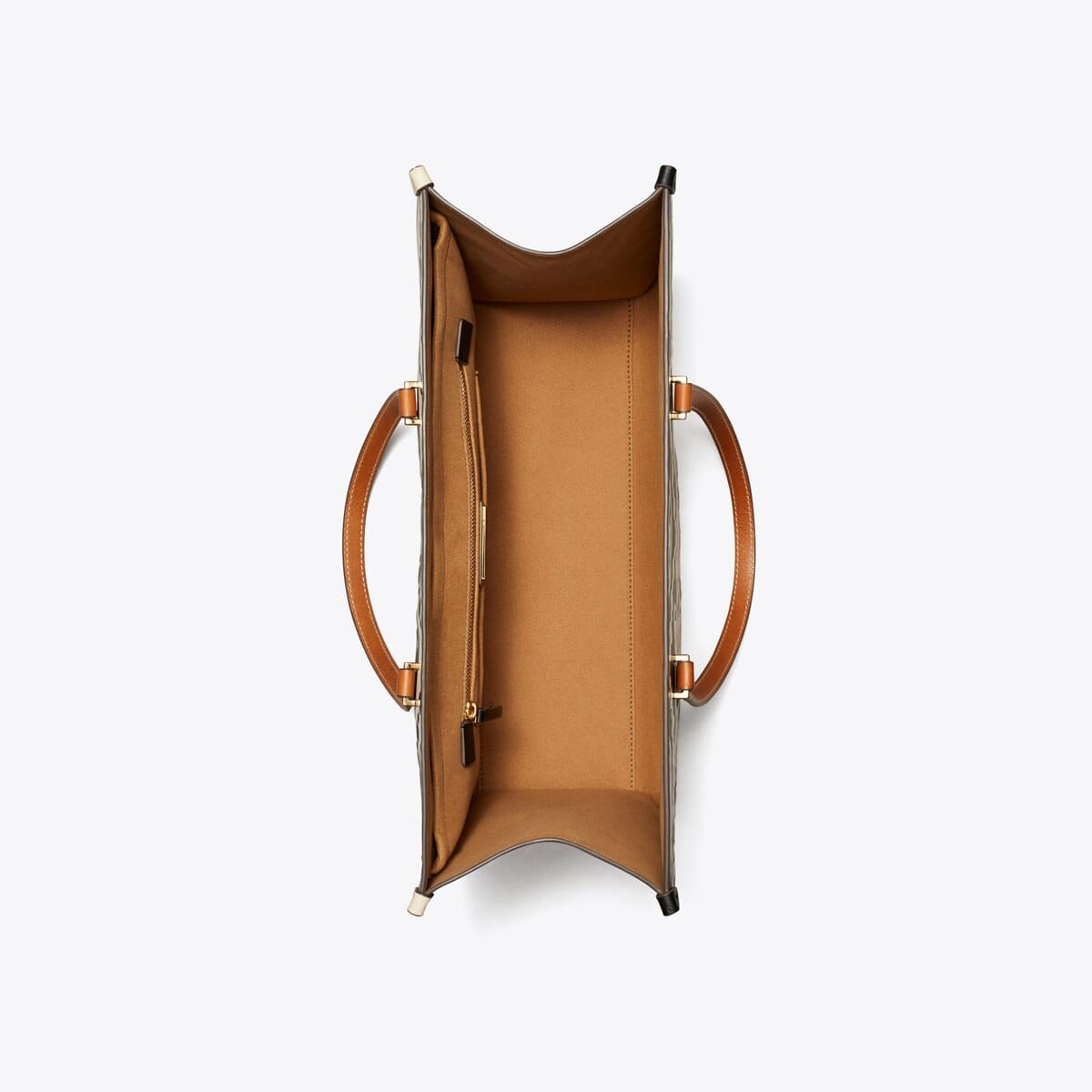 T Monogram Contrast Embossed Tote