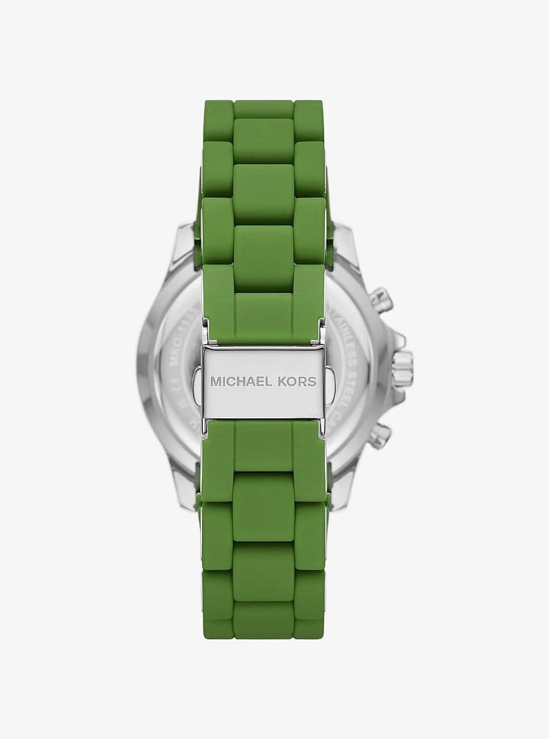 Oversized Everest Pavé Silver-Tone and Silicone Watch