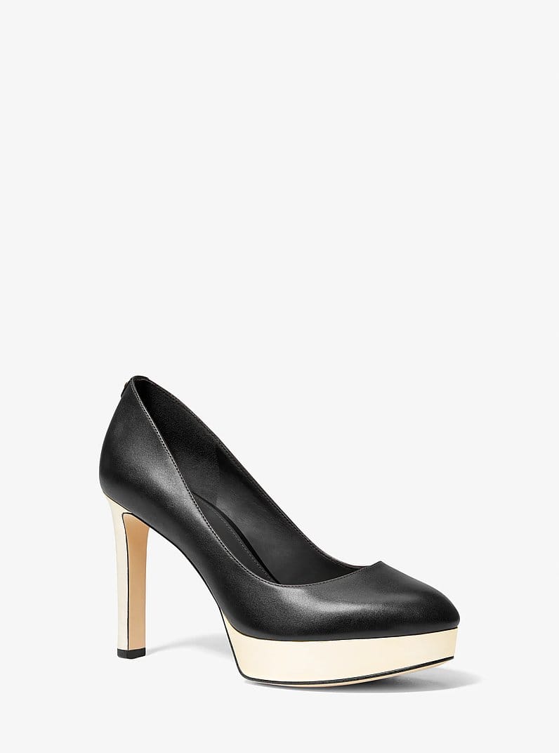 Chantal Leather and Metallic Platform Pump