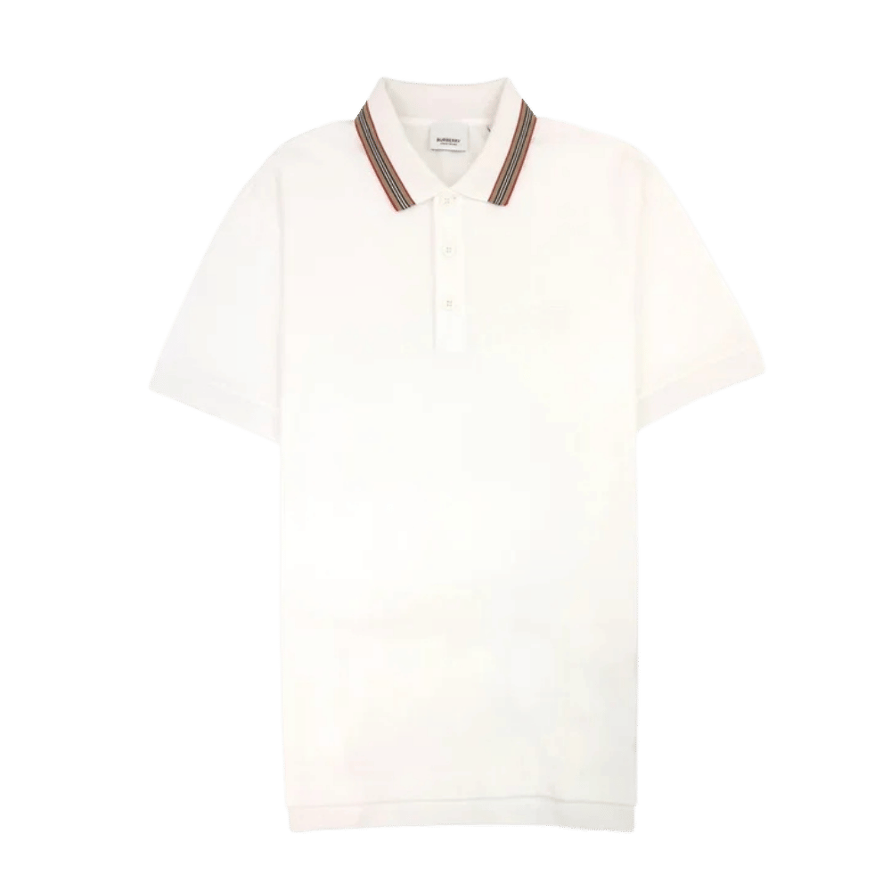 Burberry Icon Stripe Collar Polo White