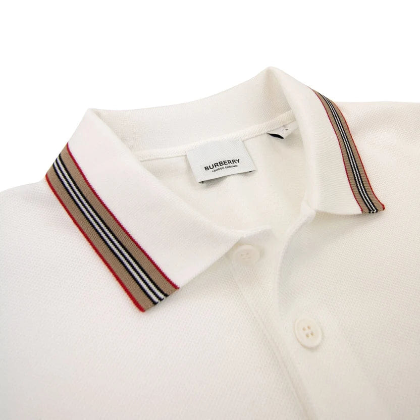 Burberry Icon Stripe Collar Polo White