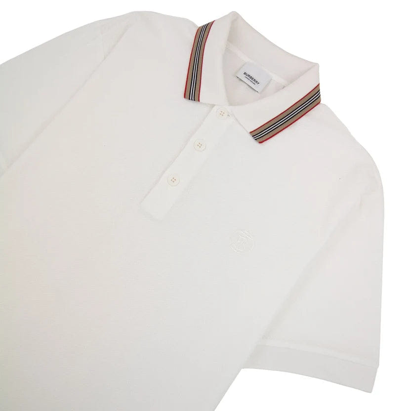 Burberry Icon Stripe Collar Polo White