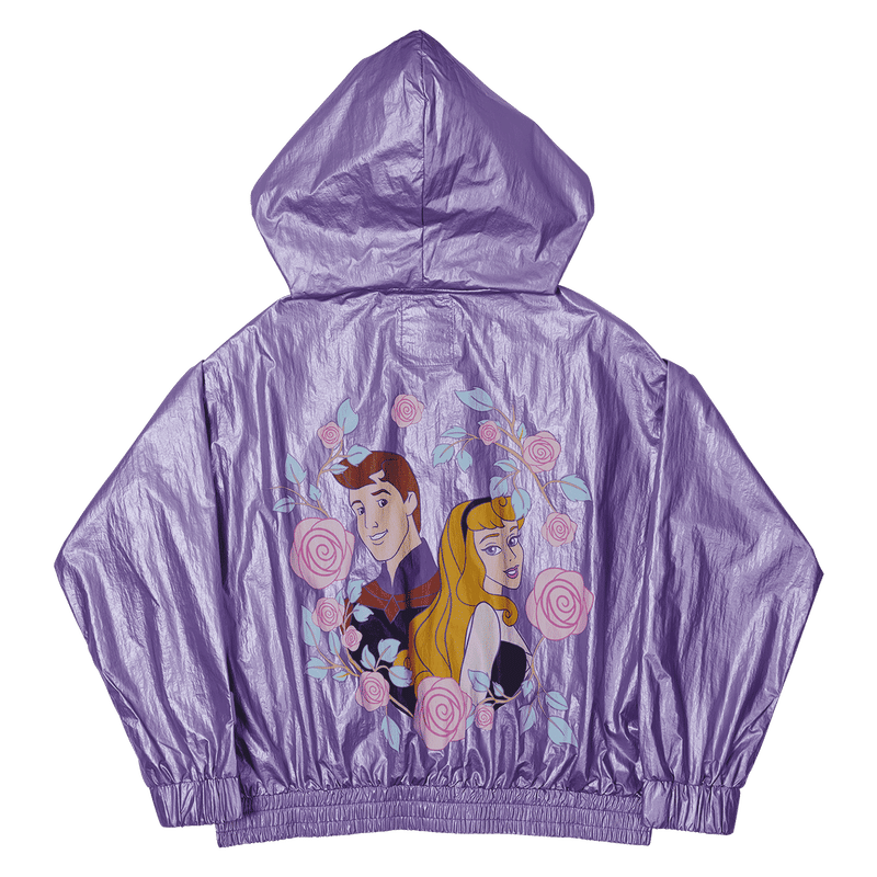 Sleeping Beauty Princess Aurora & Prince Phillip Floral Half-Zip Unisex Windbreaker Jacket