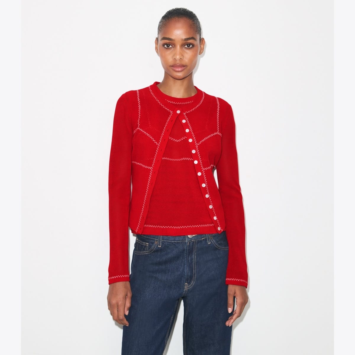 Cotton And Nylon Mesh Cardigan