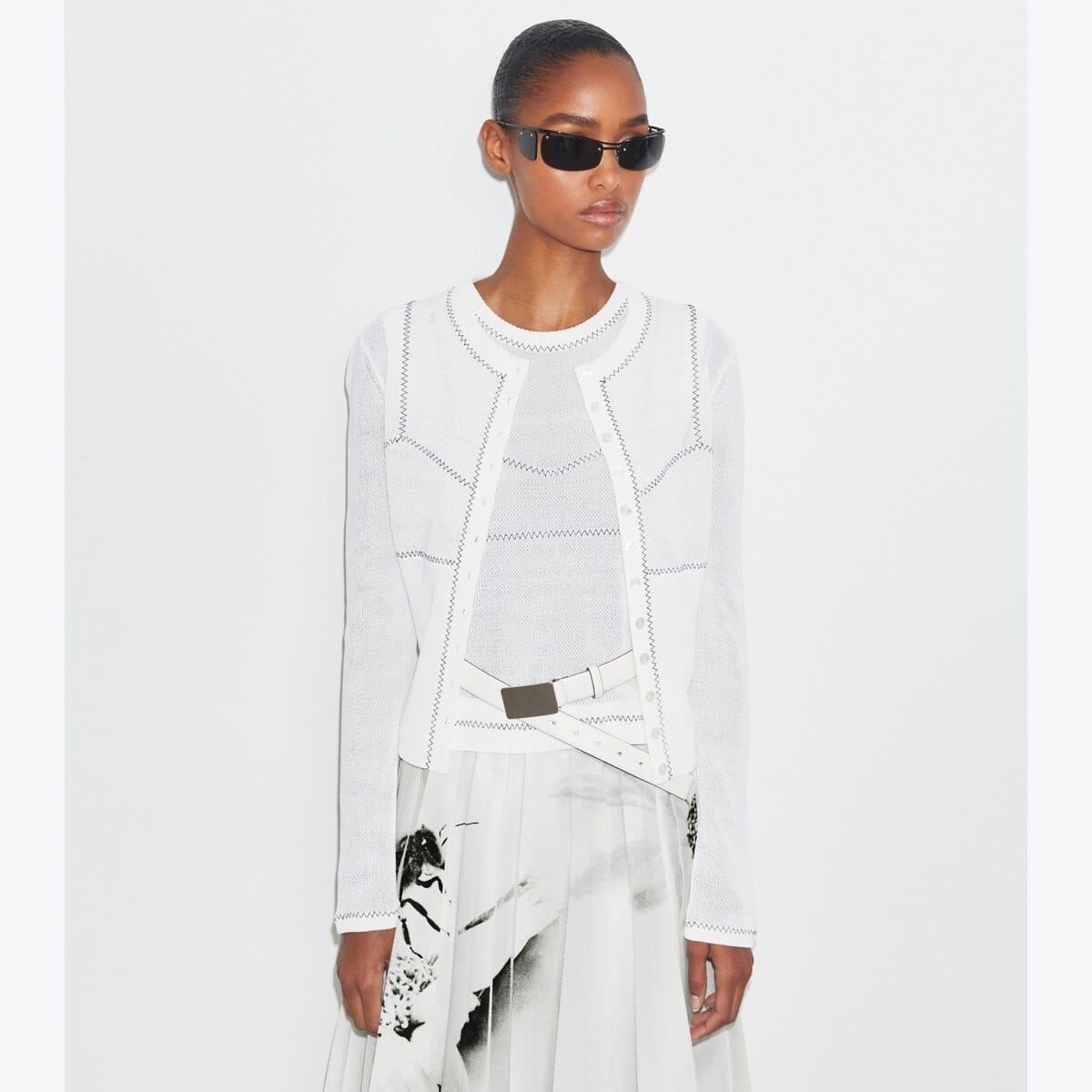 Cotton And Nylon Mesh Cardigan