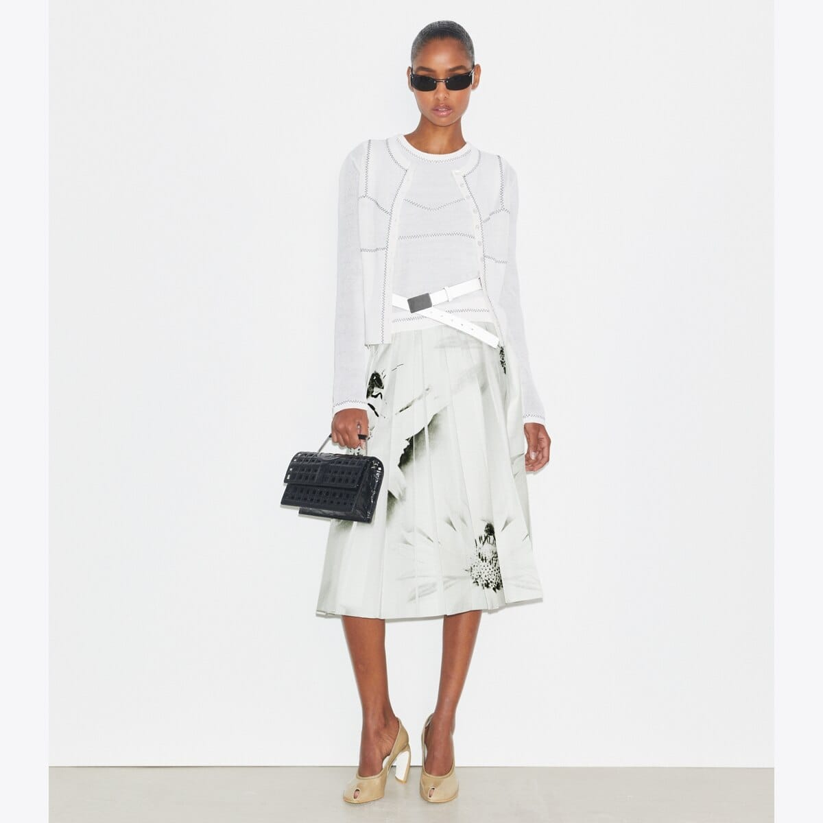 Cotton And Nylon Mesh Cardigan