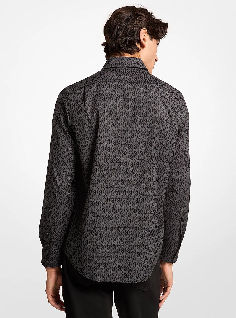 Signature Logo Print Stretch Cotton Shirt