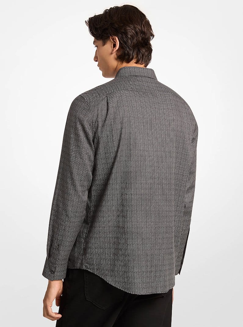 Houndstooth Print Cotton Shirt