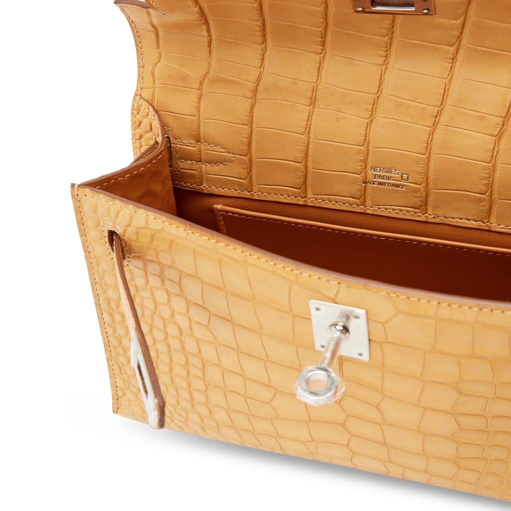 Mais Matte Alligator Kelly Pochette Palladium Hardware, 2015