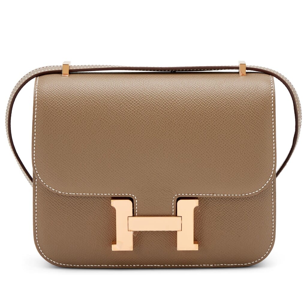 Etoupe Epsom Mini Constance 18 Rose Gold Hardware, 2022