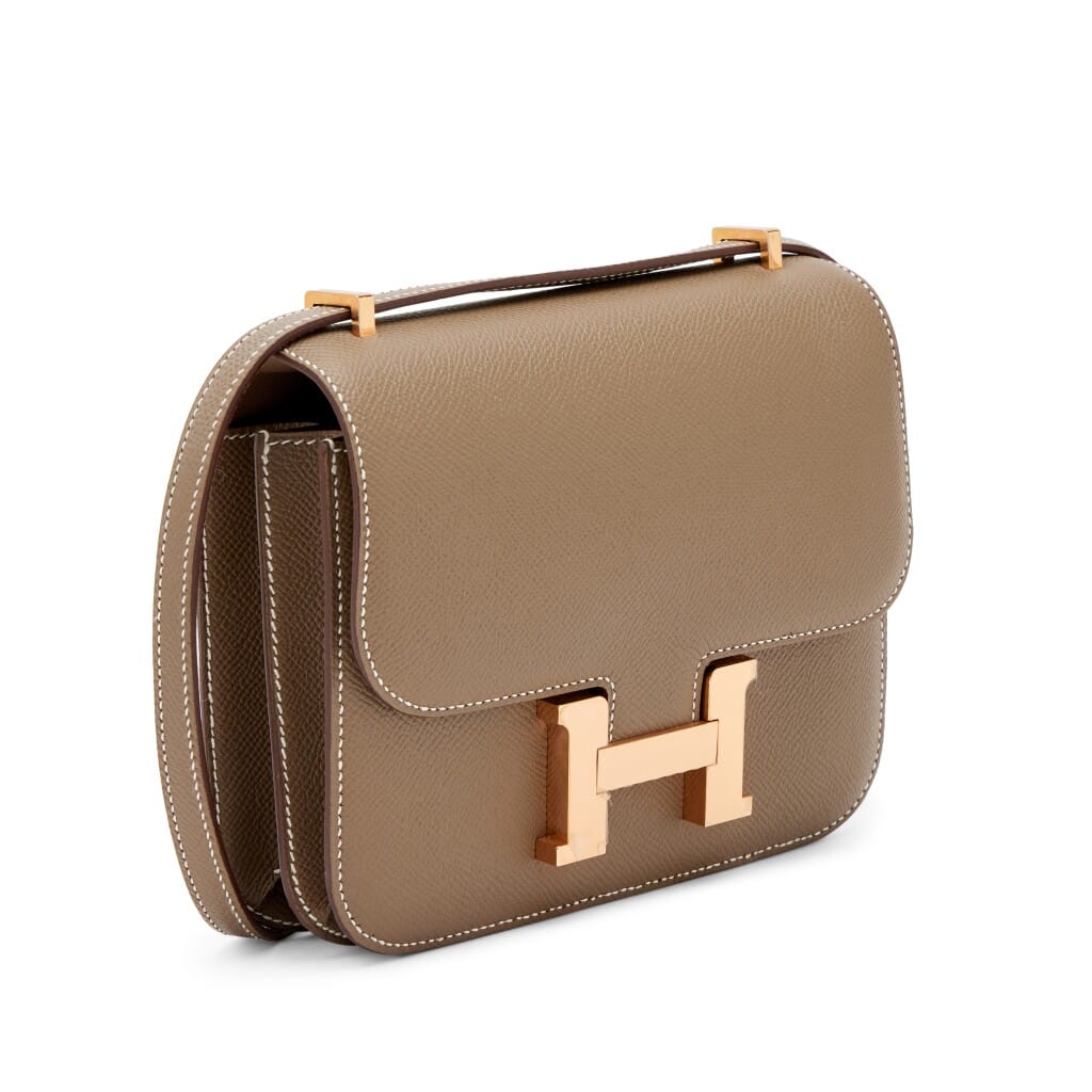 Etoupe Epsom Mini Constance 18 Rose Gold Hardware, 2022