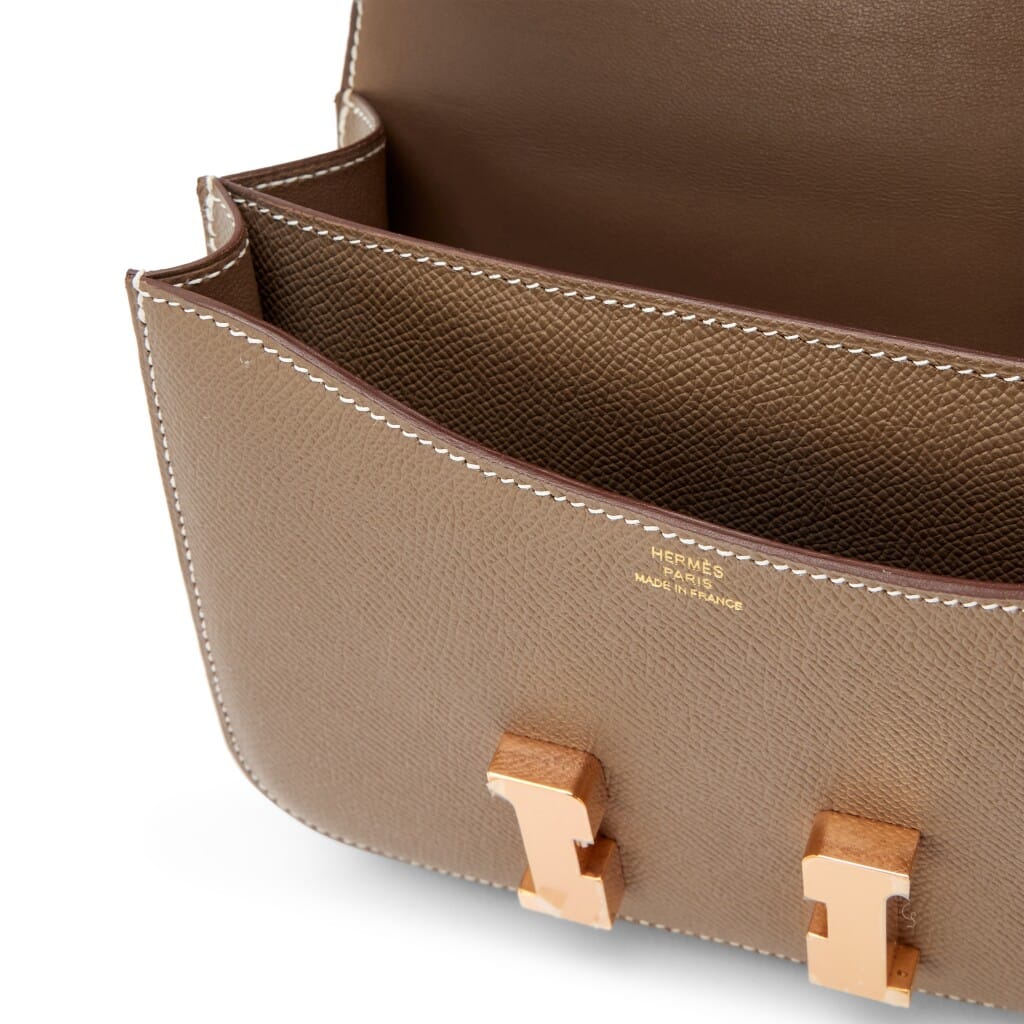 Etoupe Epsom Mini Constance 18 Rose Gold Hardware, 2022
