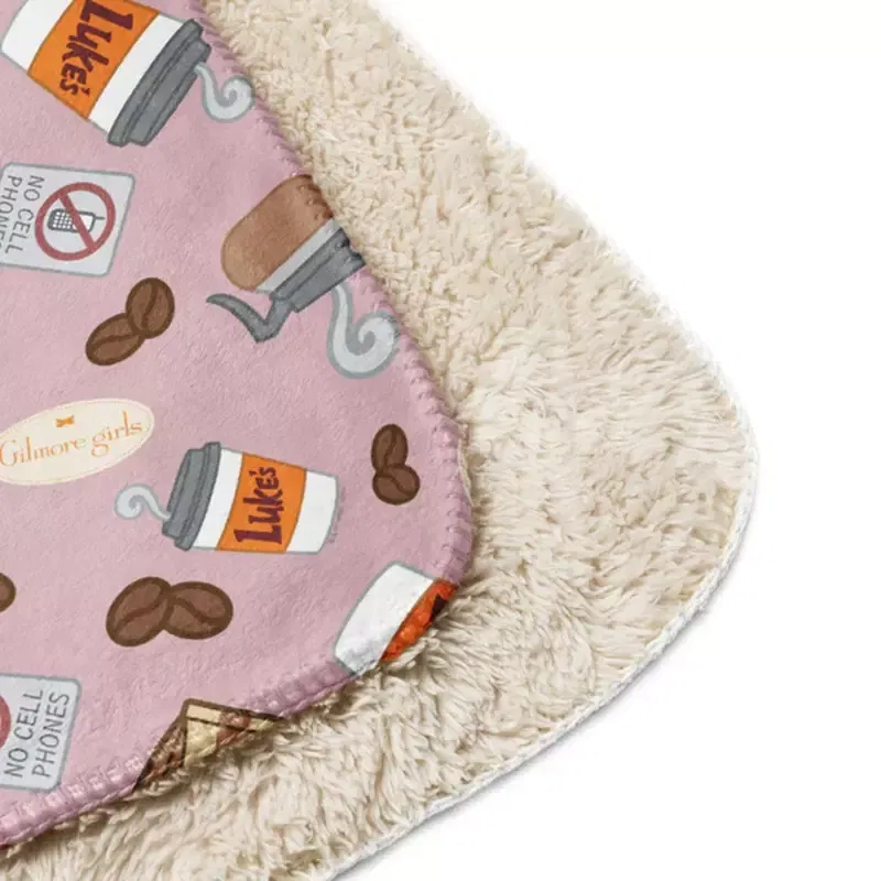 Gilmore Girls Luke's Diner Pattern Sherpa Blanket