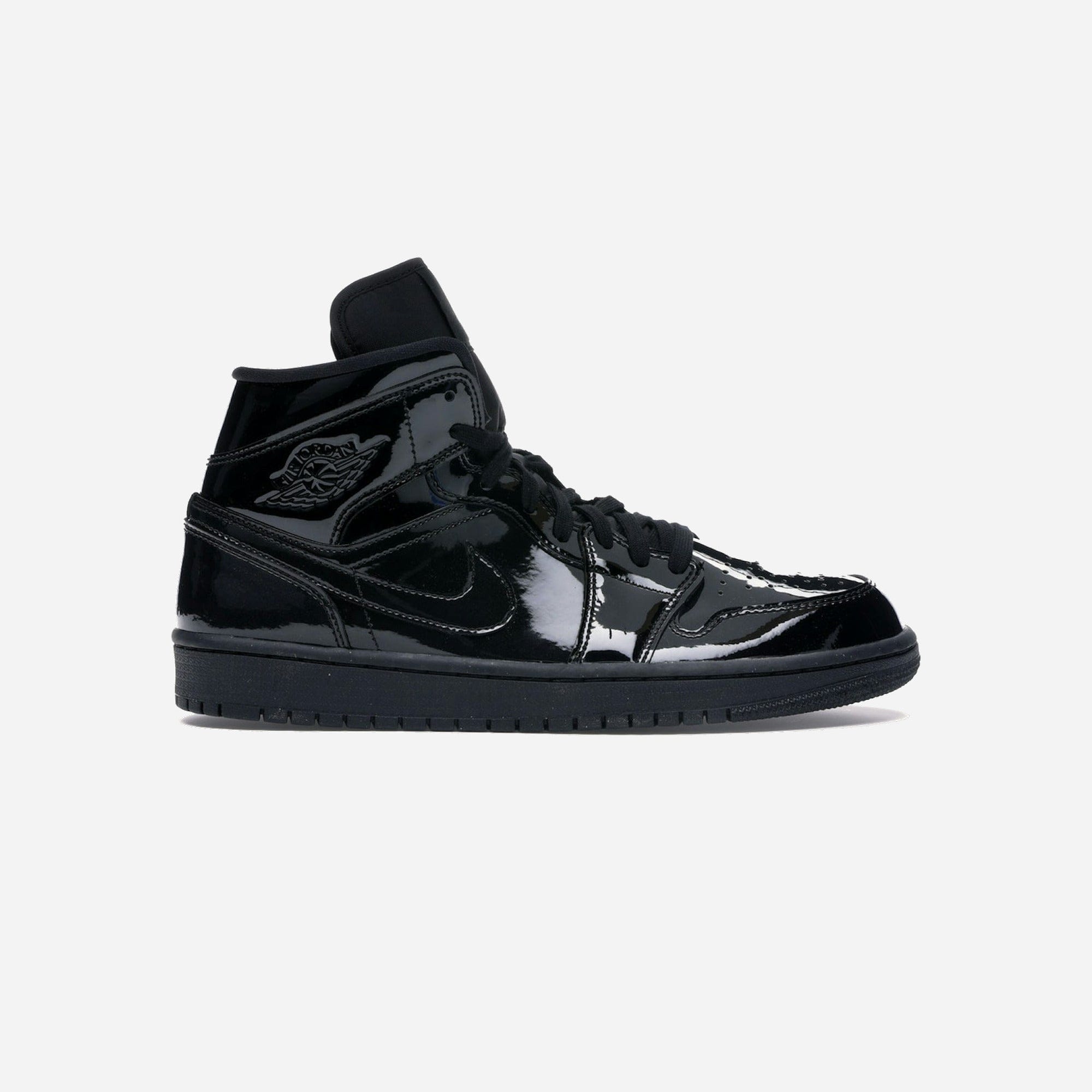 Nike Air Jordan 1 Mid SE Triple Black Patent WMNS