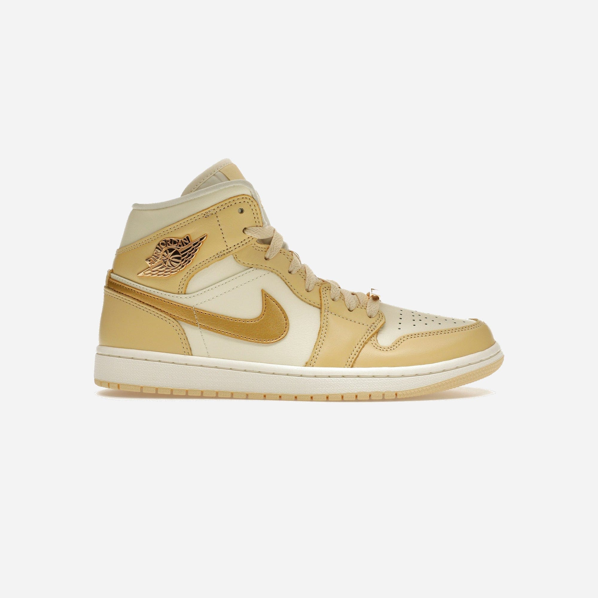 Nike Air Jordan 1 Mid SE Pale Vanilla Metallic Gold WMNS