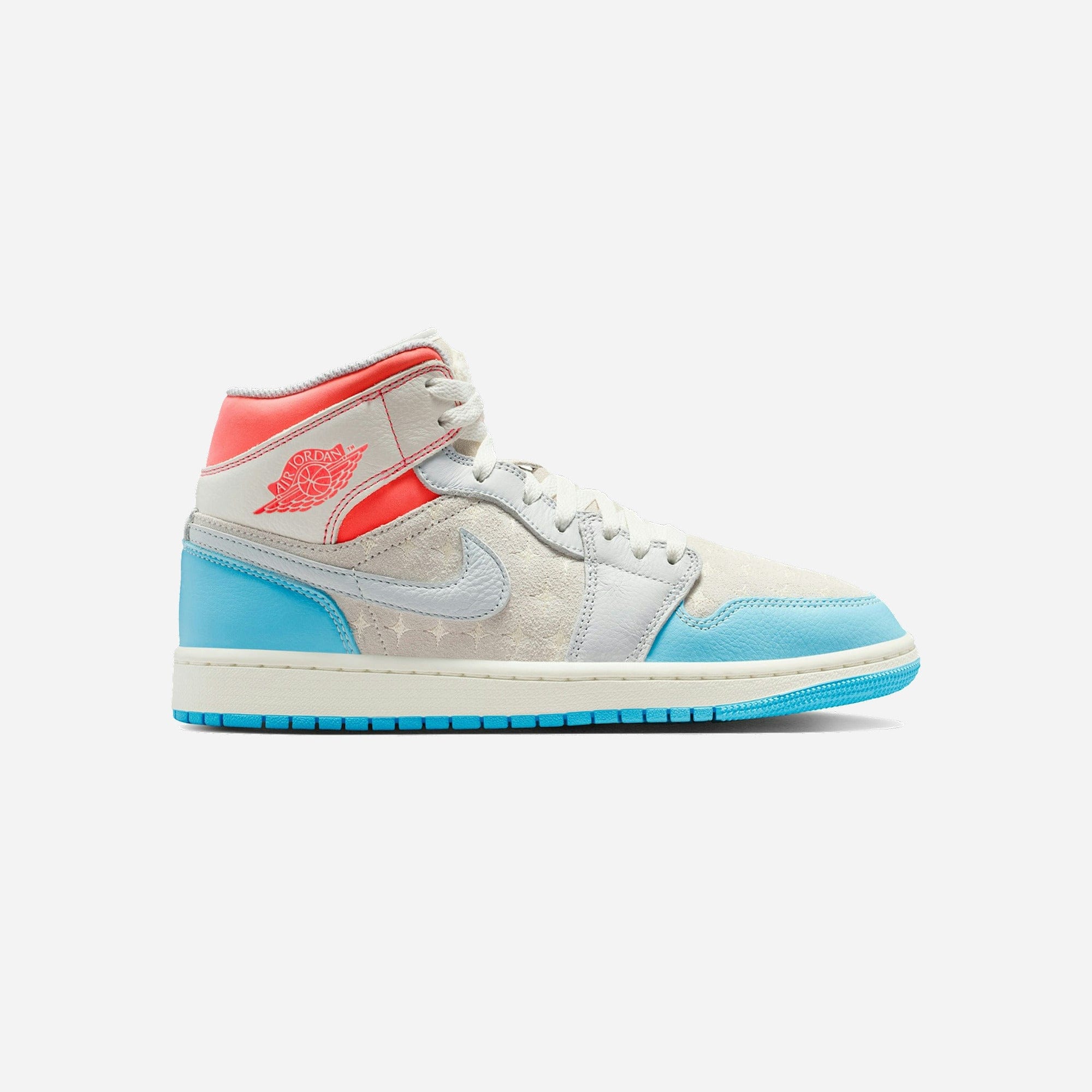 Nike Air Jordan 1 Mid Sail Hot Lava Blue Chill WMNS