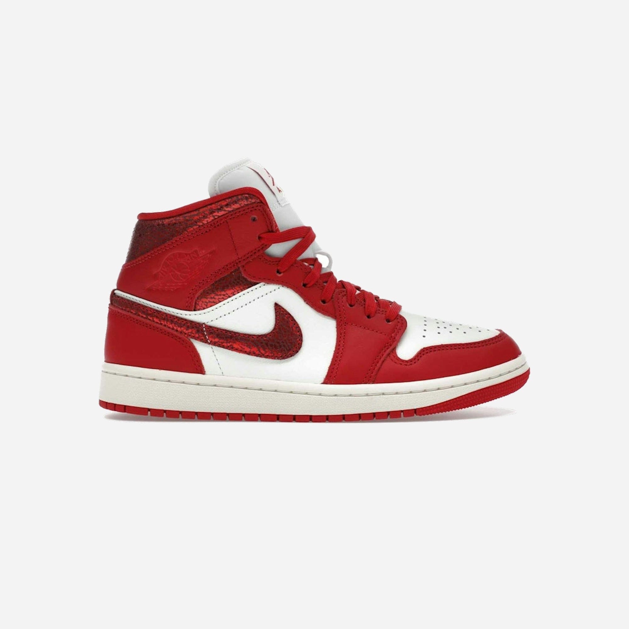 Nike Air Jordan 1 Mid SE Red Cracked Leather WMNS